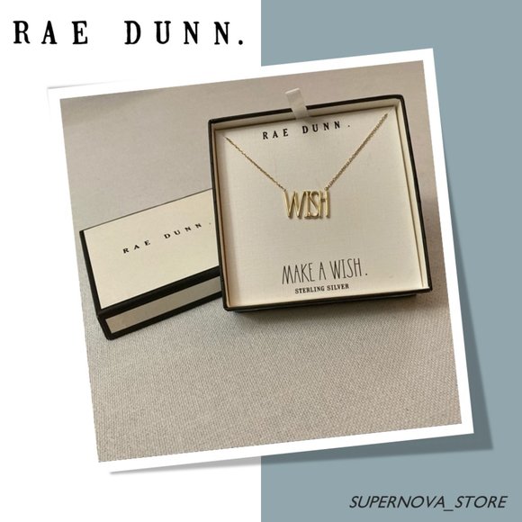 Rae Dunn WISH Classic Pendant Necklace Yellow Gold 925 Silver Gift Box - Picture 3 of 9